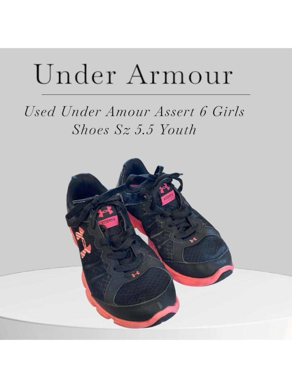 Under Armour Assert 6 Youth Running Shoes Black & Pink Sz 5.5